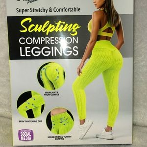 Sculpting Compression Leggings  Sz-M Sz-L Sz-XL Neon Yellow